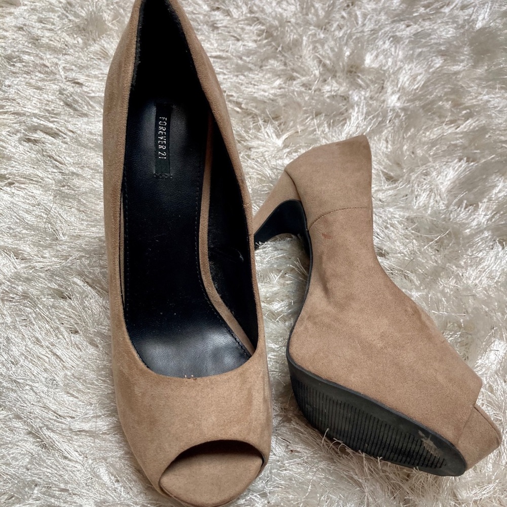 Nude Faux Suede Pumps - Picture 9 of 10